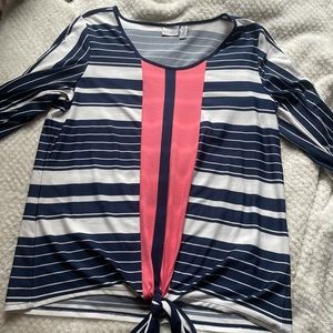 Women’s Kim Rogers extra large navy blue, white, and coral shirt